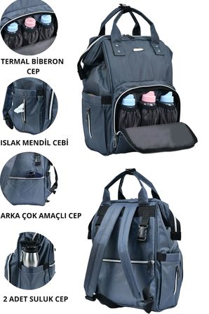 Bebek Bakim Cantasi Gri GALB Leather