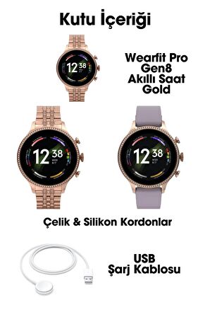 WEARFİT GEN 8  Akıllı Kol Saati  Yuvarlak Model 1.43inç 37mm TFT Ekran (ROSE GOLD)