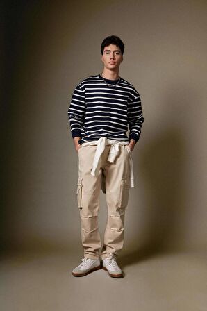 DeFacto Gabardin Pantolon Wide Leg Bol Rahat Kesim Kargo Cepli Düz Paça B5286AX24SPBG700
