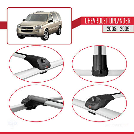 Chevrolet Uplander 2005-2009 Arası ile Uyumlu ACE-1 Ara Atkı Tavan Barı Gri 2 Adet