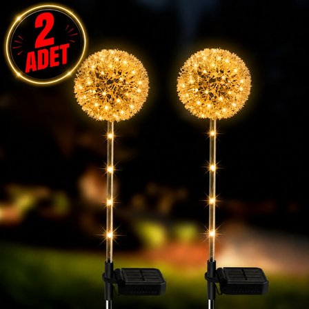 2'li Güneş Enerjili Karahindiba Bahçe Lambası Solar LED Dekoratif Dış Mekan Aydınlatma Sıcak Beyaz