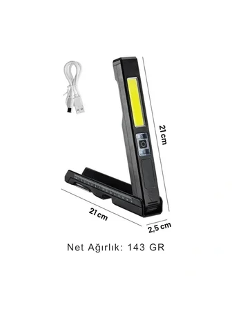 Gp-299 Şarjlı Mıknatıslı COB LED Çalışma Lambası - Tamir Lambası ( kırmızı - mavi İkaz ledli )