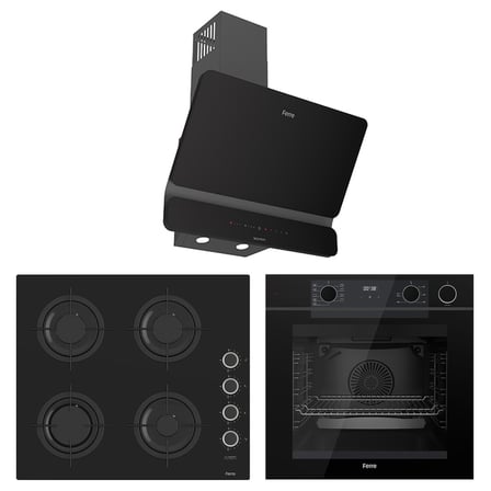 Ferre New Fryart & Steamart CS Seriisi Ultra Sessiz Siyah Ankastre Set ( QEP64CS-CS205FA-D080-SA )