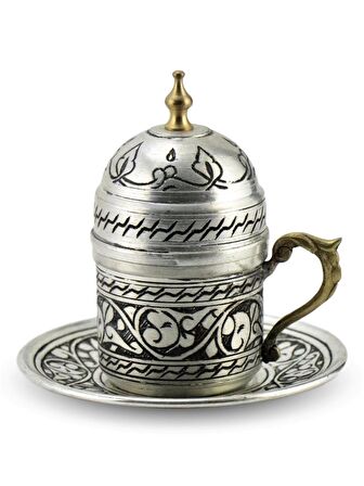 Morya Bakır Fincan Takımı İçi Kalay Kaplamalı