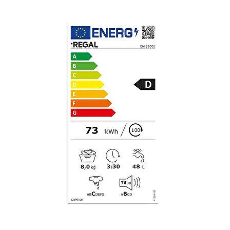 Regal CM 81001 8 kg 1000 Devir Çamaşır Makinesi