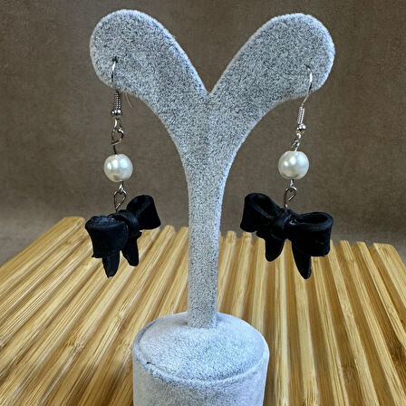 Uretti - Hatice 4962 El Yapımı İnci Detaylı Polimer Kil Fiyonk Küpe