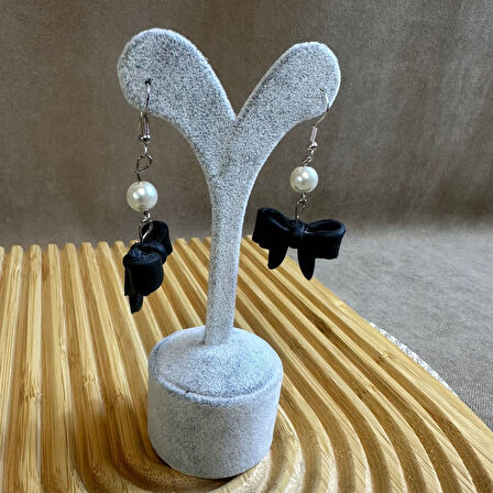 Uretti - Hatice 4962 El Yapımı İnci Detaylı Polimer Kil Fiyonk Küpe