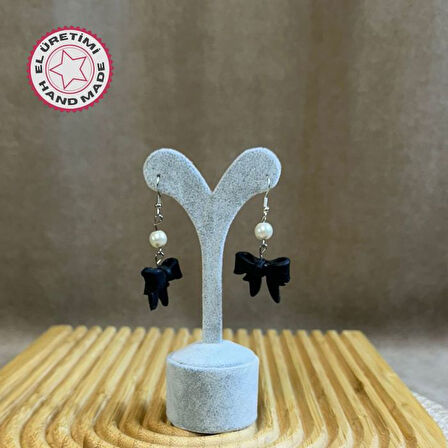 Uretti - Hatice 4962 El Yapımı İnci Detaylı Polimer Kil Fiyonk Küpe