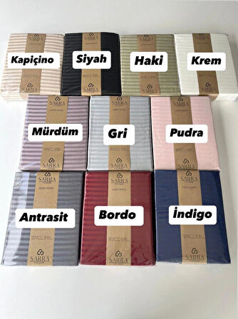 200-220 ÇİFT KİŞİLİK ÇİZGİLİ SATEN NEVRESİM TAKIMI - BORDO