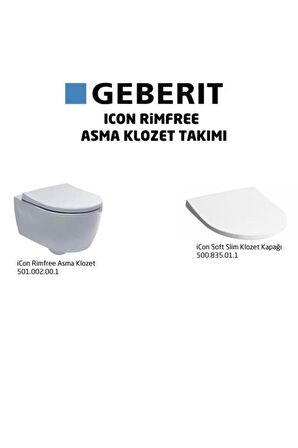 Geberit Asma Klozet Ve Yavaş Kapanır Kapak İcon Rimfree Kanalsız 501.659.00.1