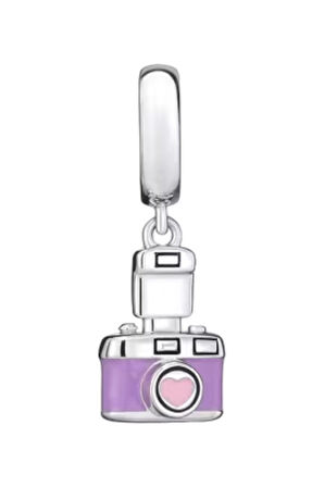 Mor Polaroid Fotoğraf Makinesi Charm | 925 Ayar Gümüş