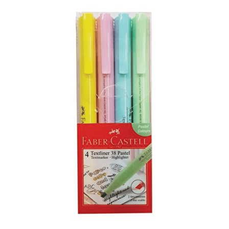 Faber-Castell 5030158116 Fosforlu Kalem 38 Pastel Karışık 4'lü