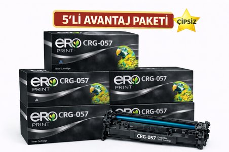 3000 Sayfalık Çipsiz - Canon CRG-057  Muadil Toner 5'li Avantaj Paket