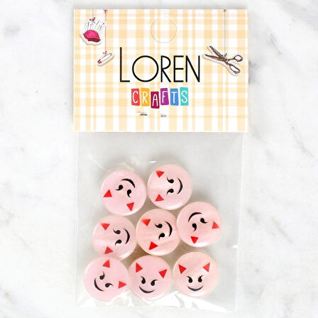 Loren Crafts 8'li Gülen Yüz Düğme - 1023