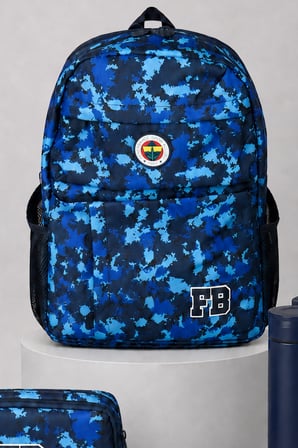 x Dekomus Lisanslı Fenerbahçe Kamuflaj Büyük Boy Lise Okul Çantası,Kalem Çantası ve 500 ML Çelik Termos Seti