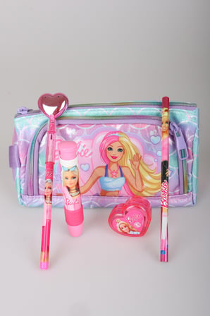 x Dekomus Lisanslı Barbie Deniz Kızı Collection Kalem Çantası,Parlak Geçmeli Kalem,Roket Silgi,Kalpli Kalemtraş ve Kurşun Kalem Seti