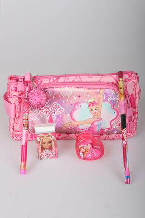 x Dekomus Lisanslı Barbie Ballerina Magic Collection Kalem Çantası,Geçmeli Kalem,Silgi,Kalemtraş ve Kurşun Kalem Seti