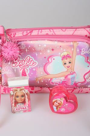 x Dekomus Lisanslı Barbie Ballerina Magic Collection Kalem Çantası,Geçmeli Kalem,Silgi,Kalemtraş ve Kurşun Kalem Seti