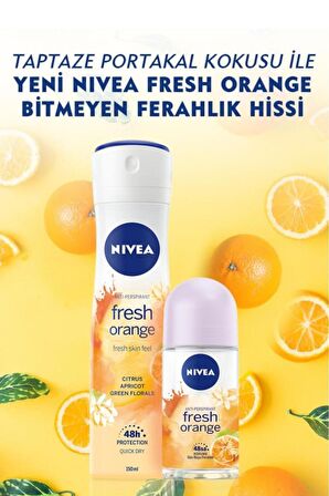 Nivea Kadın Sprey Deodorant Fresh Orange 150ml, Ter Kokusuna Karşı 48 Saat Koruma, Portakal Kokusu