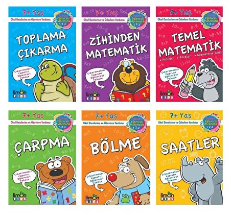 İlkokul 1. Sınıf Eğitim Seti 6 Kitap (Çarpma + Matematik Zihinden + Temel Matematik + Bölme + Saatler + Toplama Çıkarma)