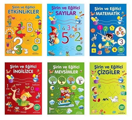 Şirin ve Eğitici Etkinlikler 6 Kitap (Sayılar + Matematik + Çizgiler + Mevsimler + İngilizce + Etkinlikler)