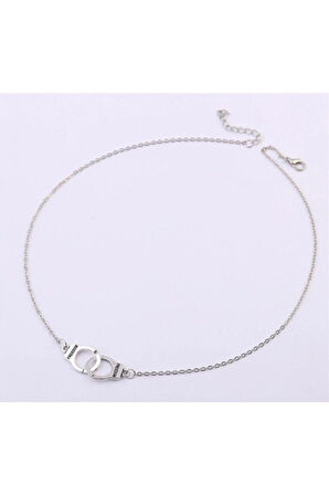 Freedom Özgürlük Kelepçe Gri Metal Hediyelik Zincirli Kolye Takı