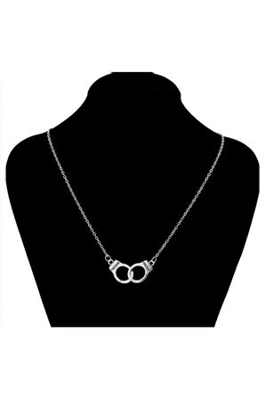 Freedom Özgürlük Kelepçe Gri Metal Hediyelik Zincirli Kolye Takı