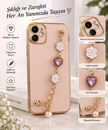 IPHONE 11 UYUMLU PEMBE ELDEN TUTMALI SLİKON KILIF
