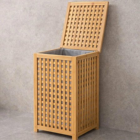 Doğal Bambu Çamaşır Sepeti Kapaklı Kirli Çamaşır Saklama Sepeti Banyo Organizeri