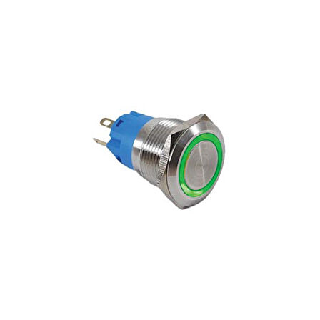 19MM METAL YAYLI HALKA LEDLİ 1NO/1NC 12-24V YEŞİL