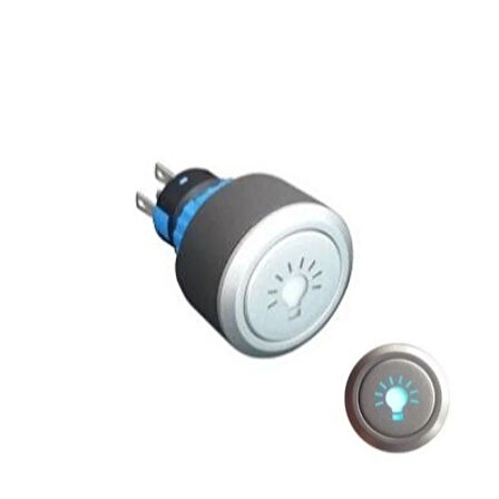 22mm Kalıcı AMPUL Logolu 1NO/1NC 5P LED VOLTAJI 10V~24V ve 220V YEŞİL