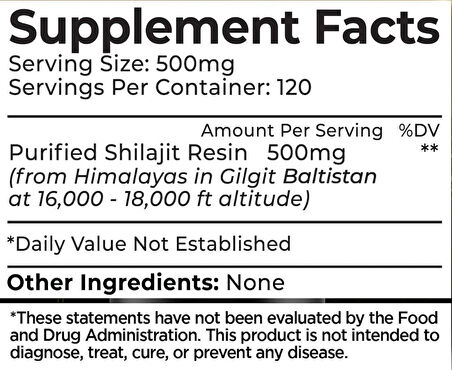 Pure Himalayan Organic Shilajit Resin 500mg Per Serving - 80% Fulvic Acid – 2 oz