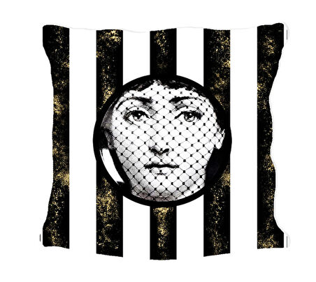 Fornasetti Altın Serisi Yastık & Kırlent& Kırlent Kılıfı Model 1