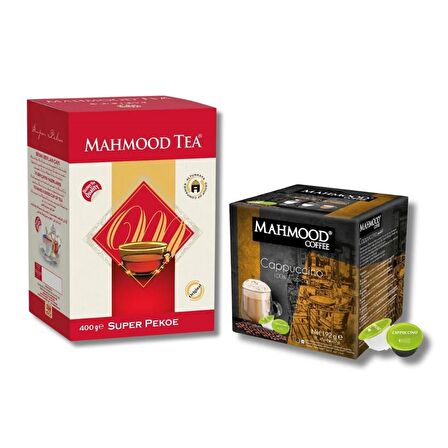 Mahmood Dolce Gusto Cappuccino Kapsül Kahve 16 Adet ve Mahmood Tea Super Pekoe Ithal Seylan Sri Lanka Ceylon Dökme Çayı 400 gr