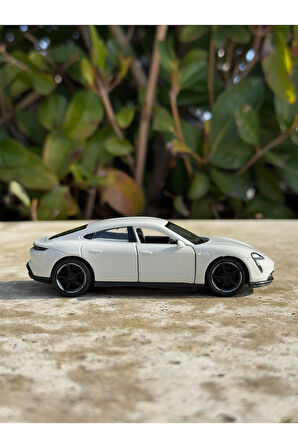 Porsche Taycan Turbo S Koleksiyon Metal Araba 12cm Lüks Araba Krem Oyuncak Araba Metal Model Araba