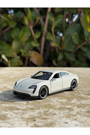 Porsche Taycan Turbo S Koleksiyon Metal Araba 12cm Lüks Araba Krem Oyuncak Araba Metal Model Araba