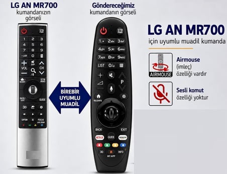 lg İle Uyumlu Model AN-MR700 AirMause Smart Tv Kumanda-Mikrofon Özelliği Yoktur