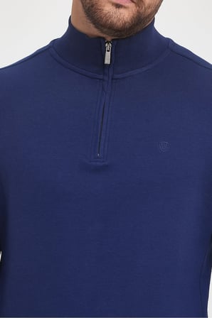 Erkek Kışlık Uzun Fermuarlı Dik Yaka Taş Sweatshirt
