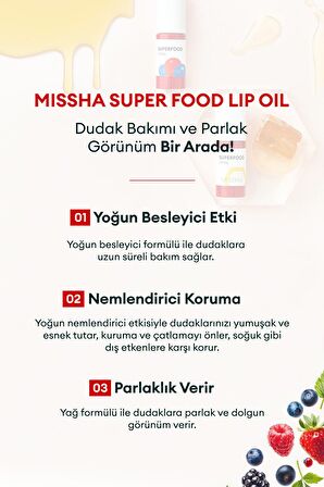 Yoğun Nemlendirici Dut Özlü Dudak Bakım Yağı 5.2g Super Food Lip Oil Berry