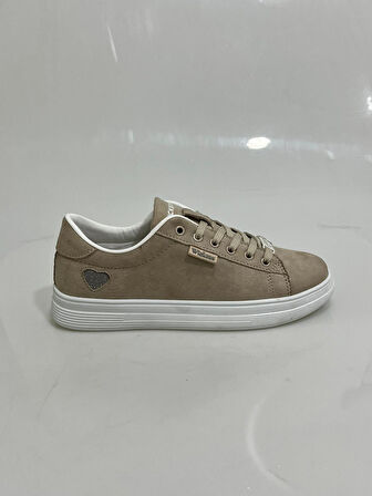 2885 Wickers Bej Süet Kalp Detaylı kadin Spor Ayakkabısı