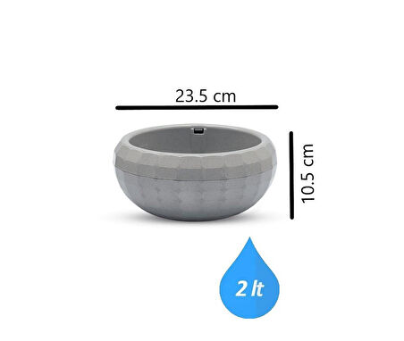 Omnipazar KRS-611 Dekoratif Orta Aranjman Kaktus Sukulent Saksı 2 Litre 