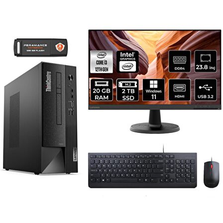 Lenovo ThinkCentre Neo 50S i3 12100 20GB 2TB SSD W11P 11SX002VTX MASAÜSTÜ PC & 23.8" MONİTÖR