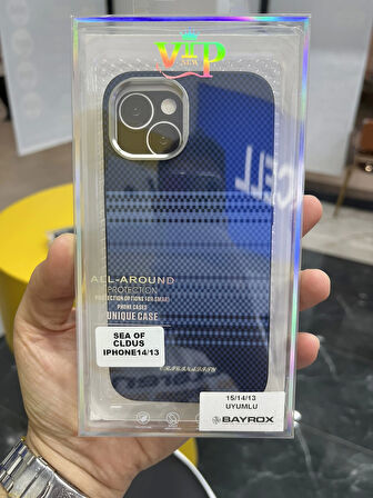 İPhone 13/14 Uyumlu Karbon Kılıf Gizli MagSafe Özellikli Kapak