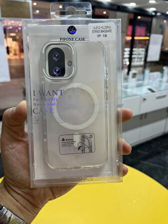 İPhone 16 Hologramlı Kamera Kısmı Açılabilir Standlı Premium Kapak