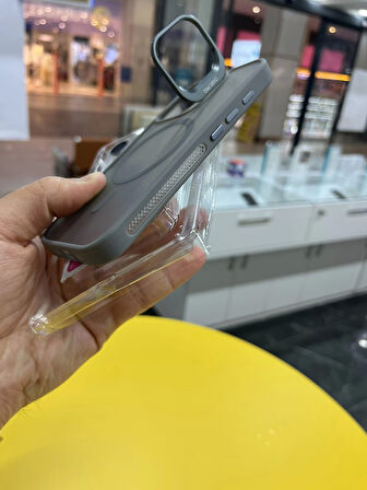 İPhone 16 Kamera Lens Koruma Hediyeli Kamera Kısmı Açılabilen Standlı MagSafe Kılıf