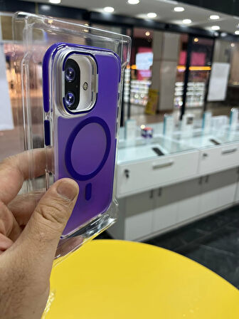 İPhone 16 Hologramlı Kamera Kısmı Açılabilir Standlı Premium Kapak