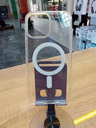 İPhone 13 Pro Uyumlu MagSafe Özellikli Şeffaf Kılıf Özel Kutulu Geç Sararan Kapak