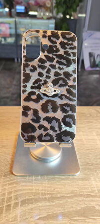İPhone 16 Uyumlu Leopar Tasarım Kılıf Taşlı Askılı Kapak Darbe Korumalı Hologram Kapak