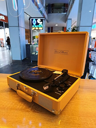 Record Master S-T14012 Retro Pikap Gün Batımı Rengi 33-45-78 Devir Çalabilme Bluetooth - Aux