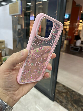 İPhone 15 Pro Kenarları Elmas Taşlı Kapak Premium Darbe Korumalı Kılıf